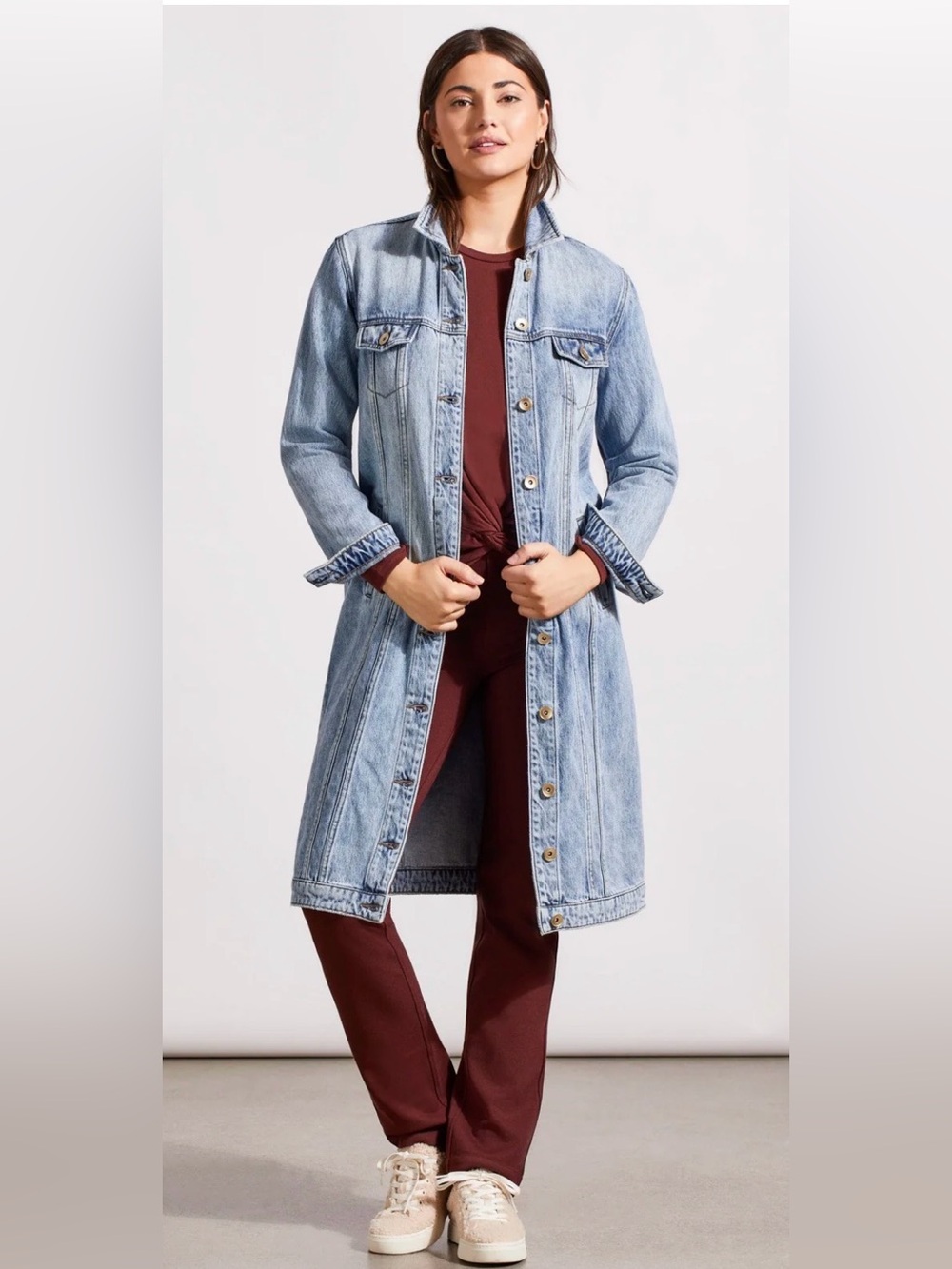 Tribal Long Denim Duster Jacket XS